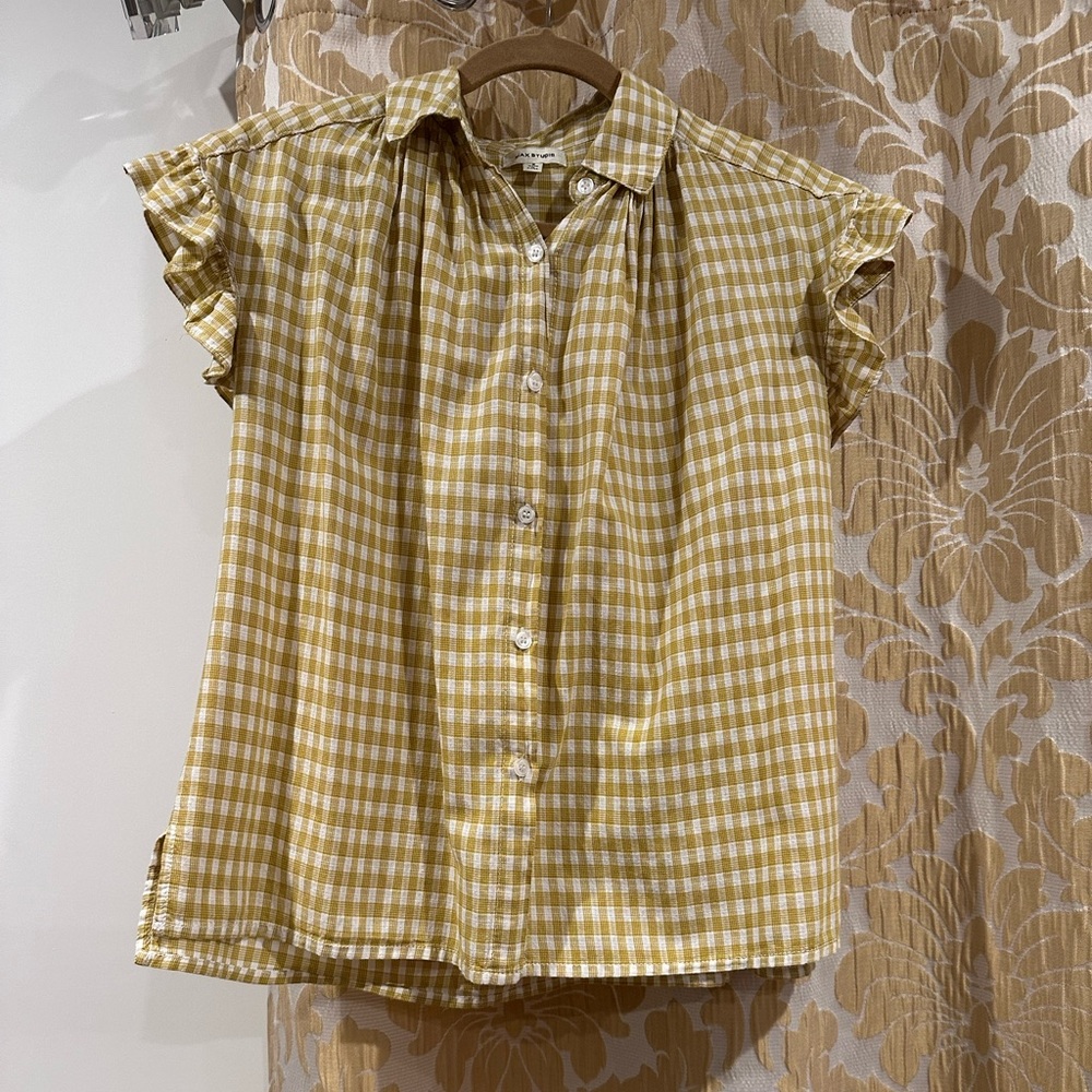 Max Studio button down checkered / plaid style shirt.